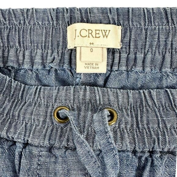 J. Crew Chambray Drawstring Crop Cuffed Pants Size 0 - Picture 4 of 6